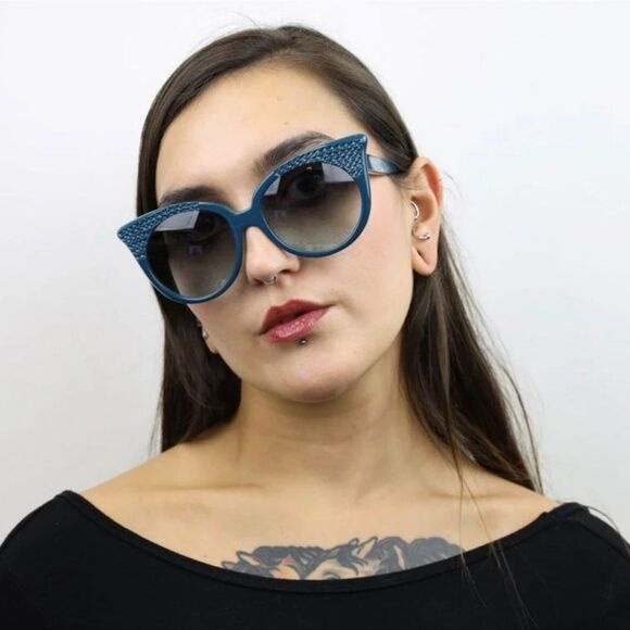 ITALIAN HAND-CRAFTED NAVY GRADIENT SUNGLASSES main image 5